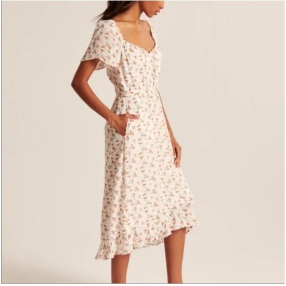 Easy Waist Midi Dress in Peach Print - Picture 3 of 6